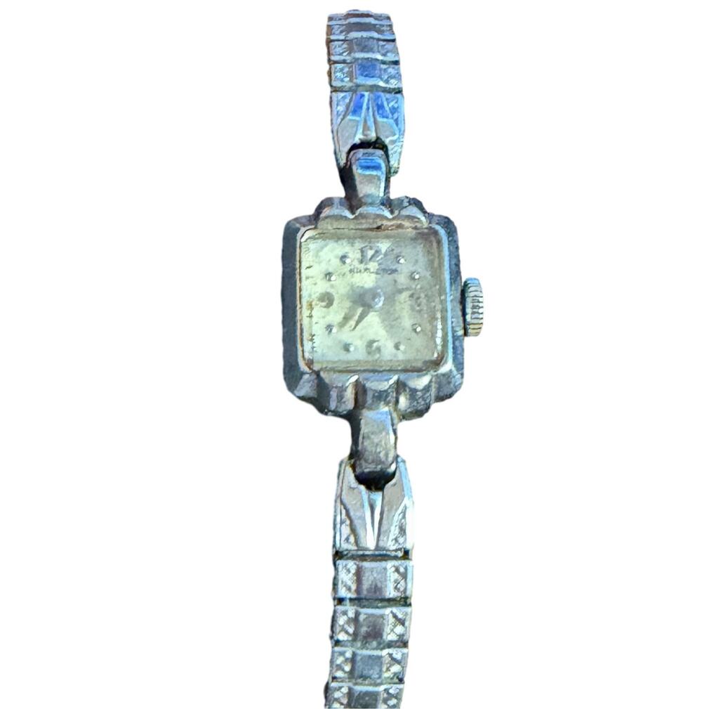 Hamilton Women's Gold Tone Mechanical Bracelet Watch Square Case